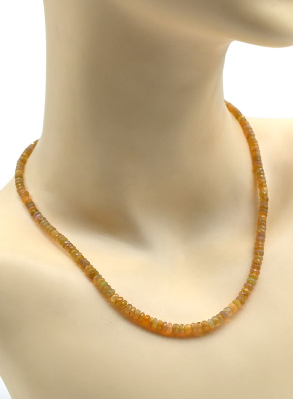 Opal beads cut rondel for an increase of 45cm, 8.9g