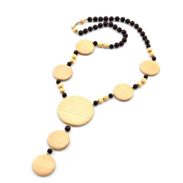 Beads made of wood with a Romantic pendant, 55cm