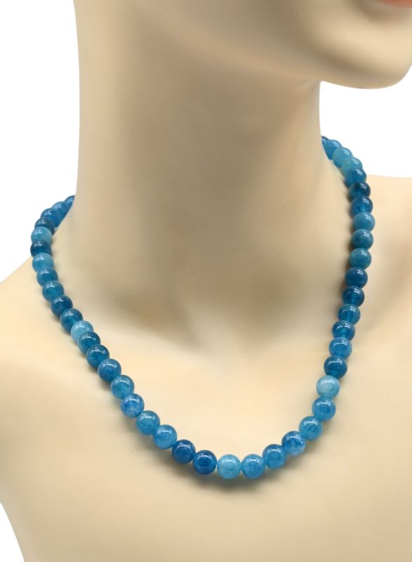 Beads made of calcite ball 8mm color azure, 48cm