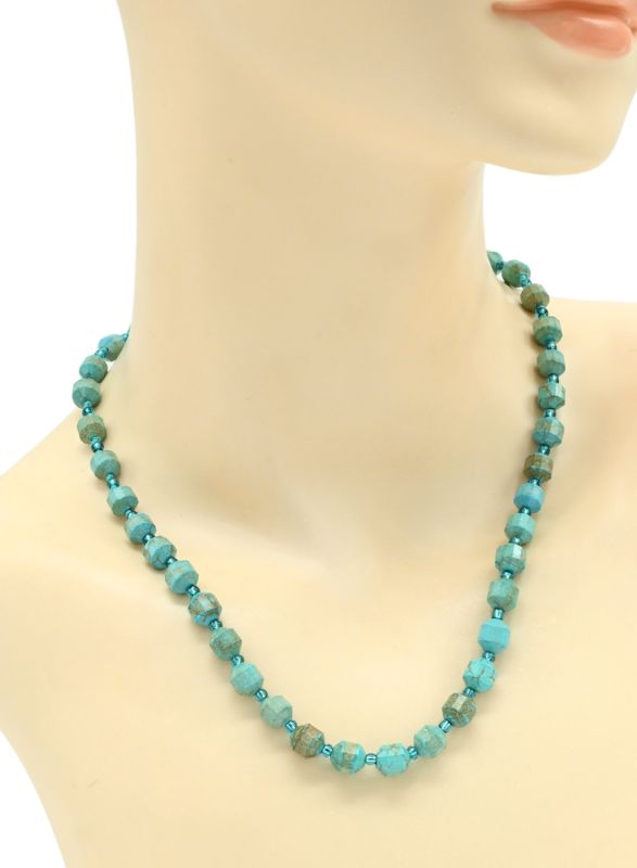 Artificial turquoise Beads with 7mm, 47cm Facets