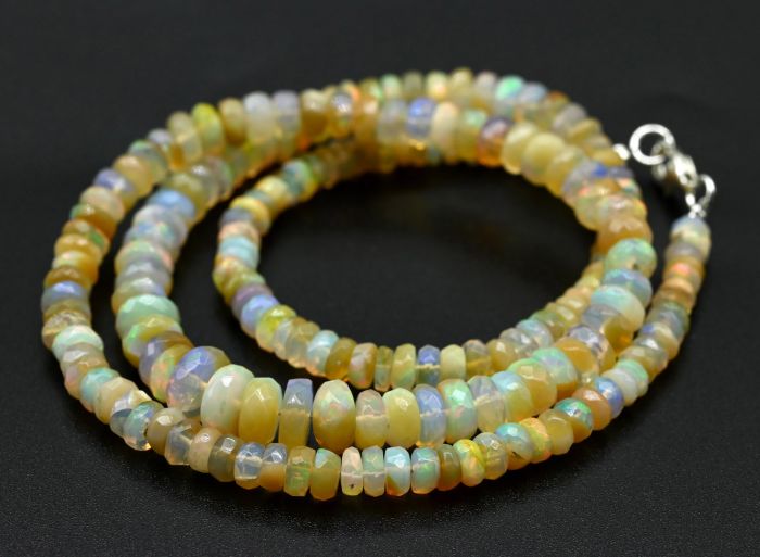 Opal beads cut rondel for an increase of 45cm, 9.5g