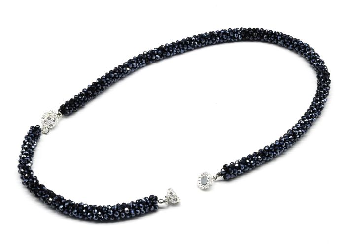 Beads and bracelet made of zircon "Harness" 1cm color blue-black, 47, 20cm