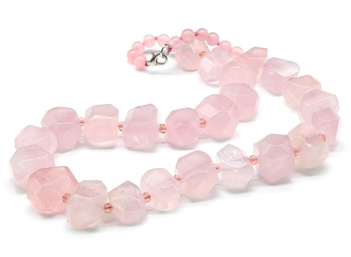 Beads galtovka with edges 13*18mm of rose quartz, 48cm