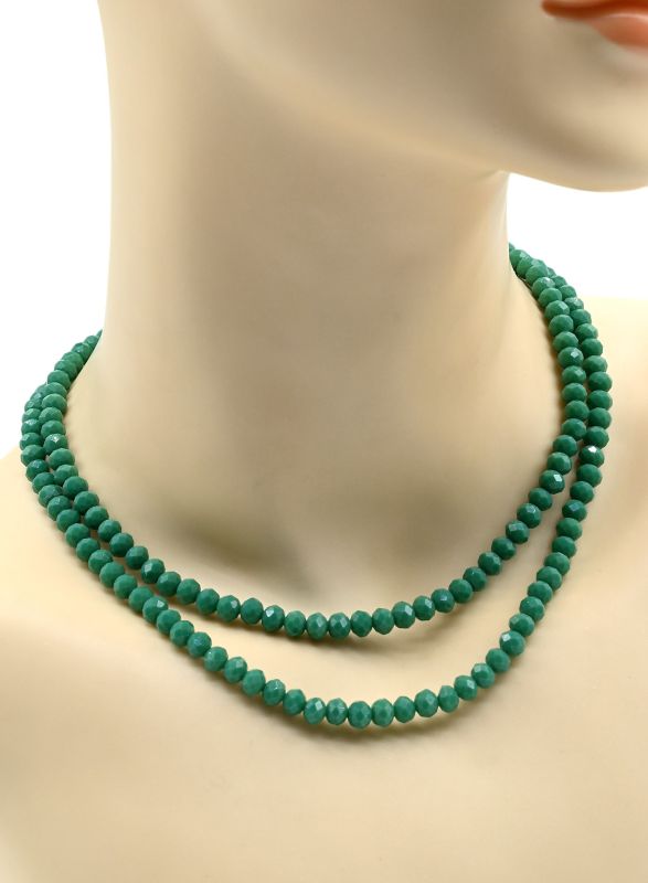 Beads bracelet with an elastic band made of zircon corn gr.6mm emerald, 86cm