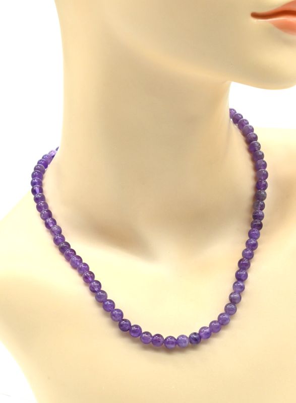 Amethyst beads ball 6mm, 45.5cm