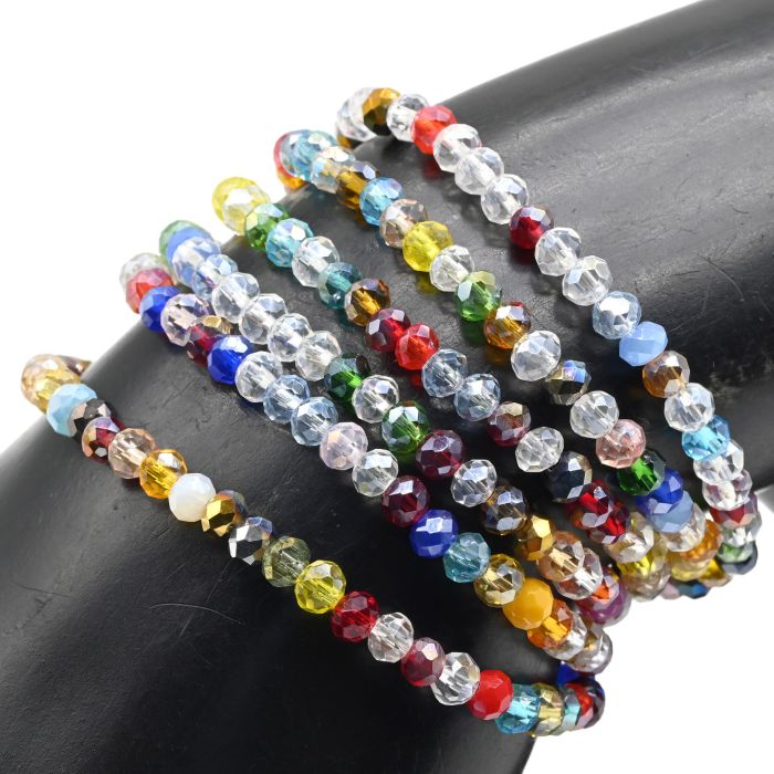 Beads bracelet with an elastic band made of zircon corn gr.4mm assorted, 84cm