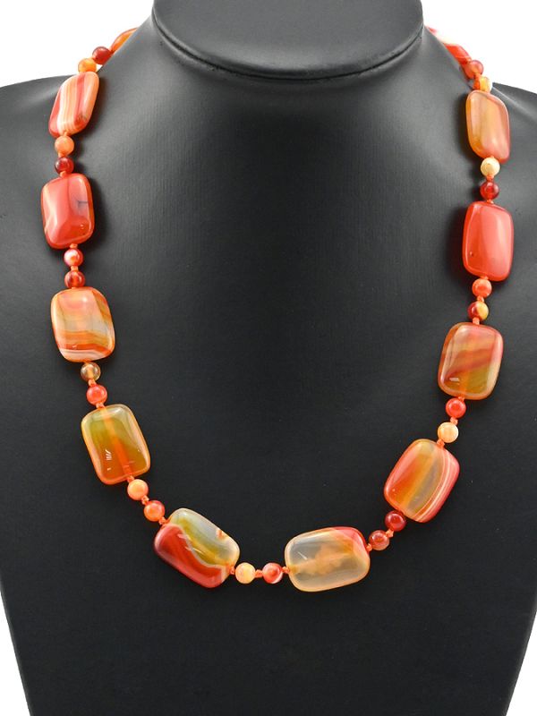 Carnelian beads, rectangle 18*25mm, ball 6mm, 55cm