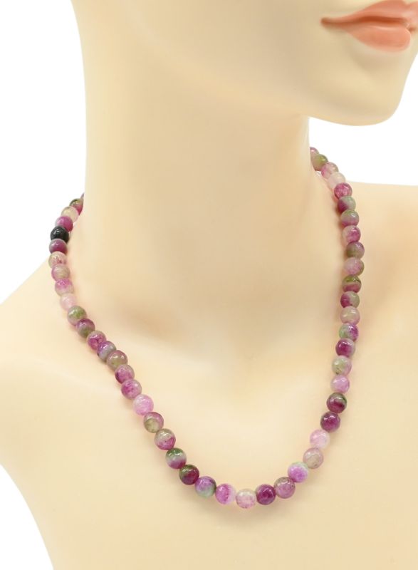 Beads made of calcite ball gr.8mm color tourmaline, 48cm