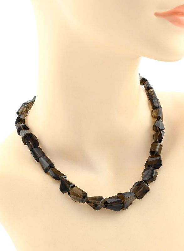 Beads from Rauchtopaz galtovka with edges, 44cm, 61.5g