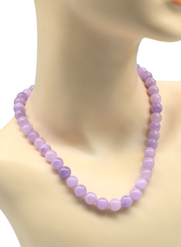 Beads made of calcite ball 10mm color.lilac, 45cm