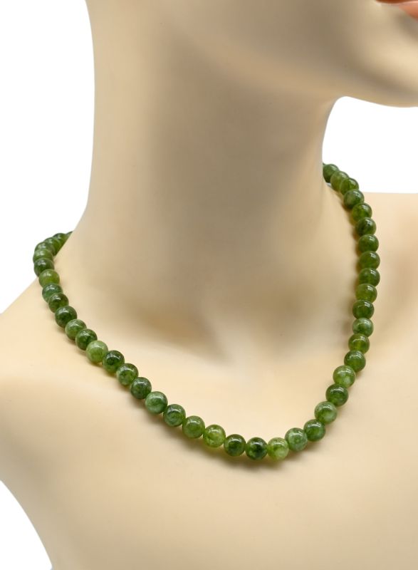 Beads made of calcite ball 8mm olive green, 48cm