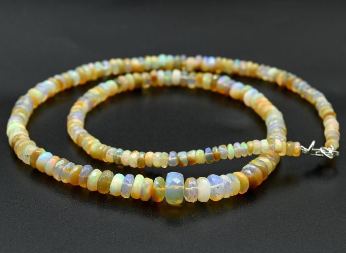 Opal beads cut rondel for an increase of 45cm, 12.2g