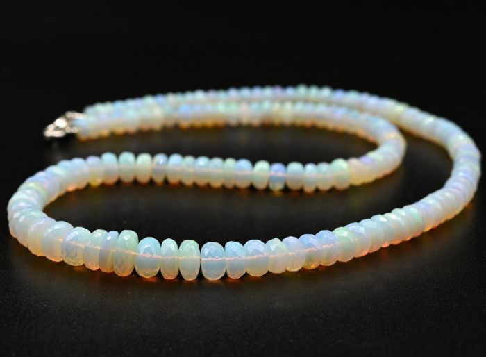 Opal beads cut rondel for an increase of 45cm, 15.5g