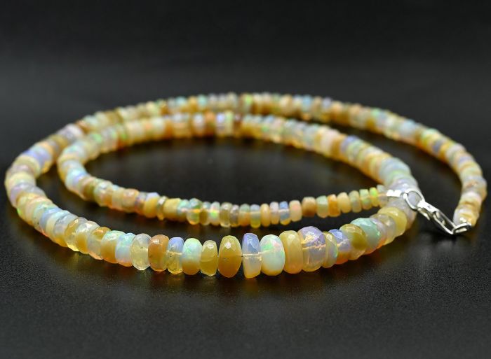 Opal beads cut rondel for an increase of 45cm, 9.5g