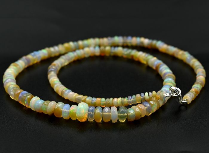 Opal beads cut rondel for an increase of 45cm, 11.8g