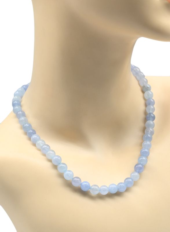 Beads made of calcite ball 8mm color blue, 48cm