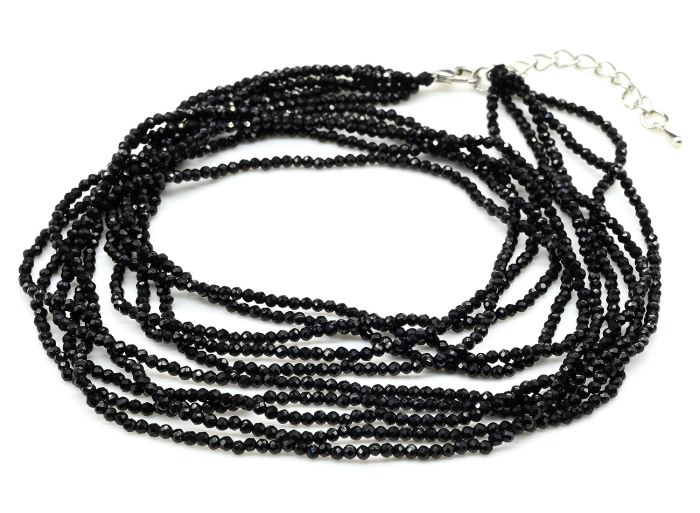 Zircon beads 5 strands ball gr.2mm color.black, 49cm