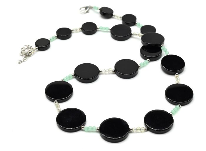 Agate beads circle 12-20mm with zircon, 49cm