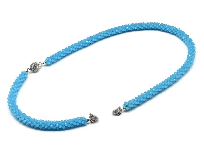 Beads and bracelet made of zircon "Harness" 1cm color blue, 47cm, 20cm