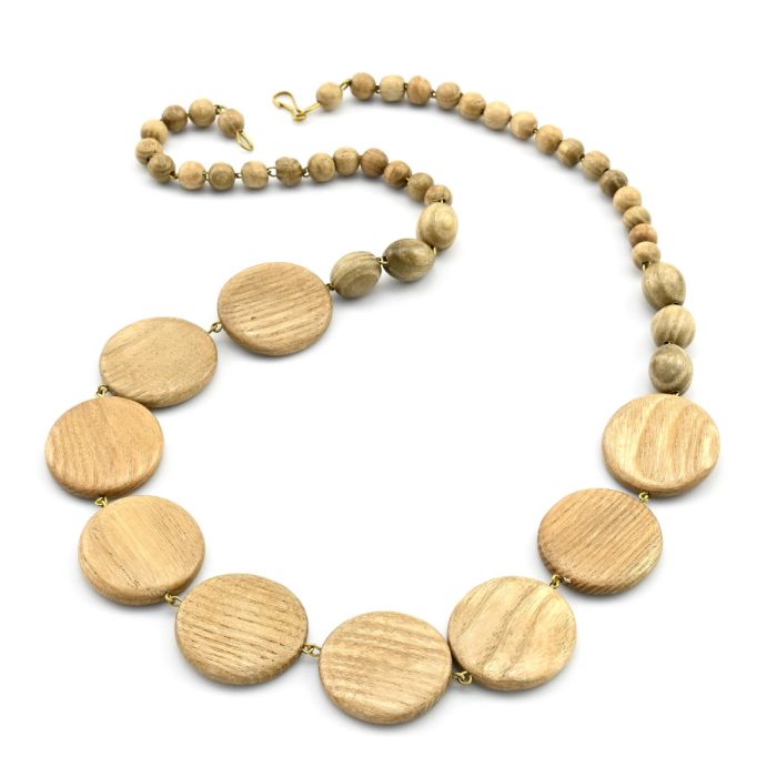 Beads Wooden Coins 23mm, 57cm