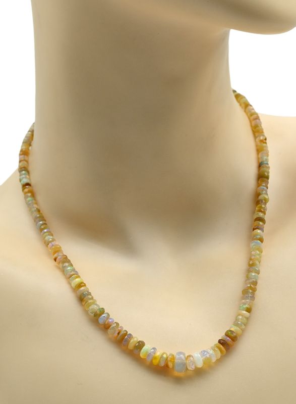 Opal beads cut rondel for an increase of 45cm, 12.2g