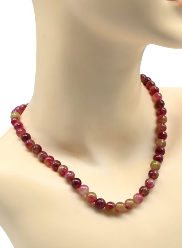 Beads made of calcite ball 8mm strawberry color, 48cm