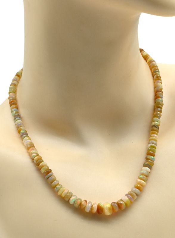 Opal beads cut rondel for an increase of 46cm, 19g