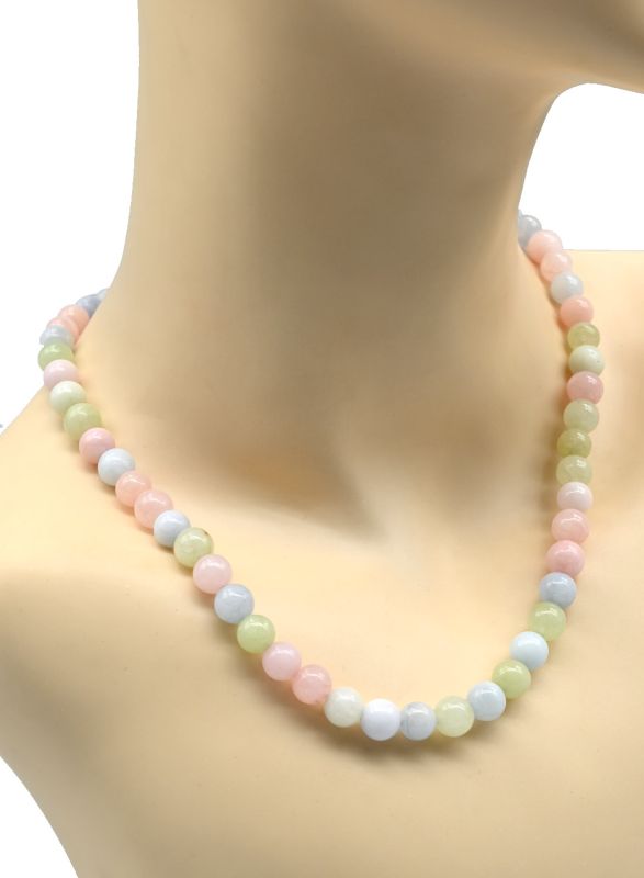 Beads made of calcite ball 8mm color.blue, pink, mint, 48cm