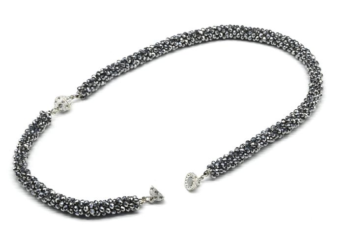 Beads and bracelet made of zircon "Harness" 1cm color. silver, 47cm, 20cm.