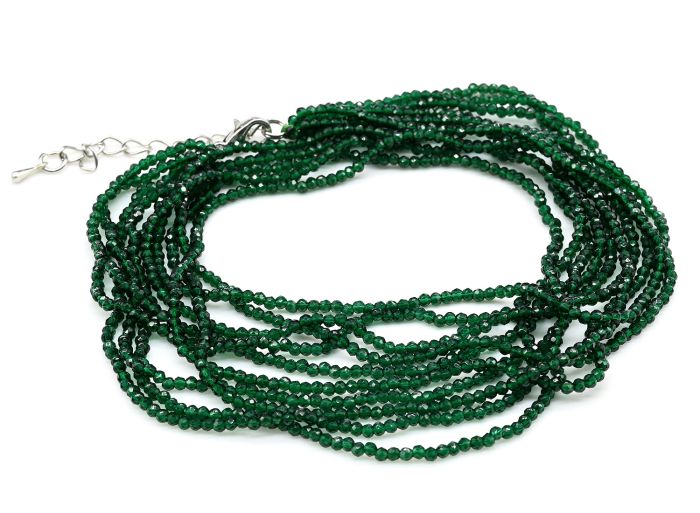 Zircon beads 5 strands ball gr.2mm color.emerald, 46cm