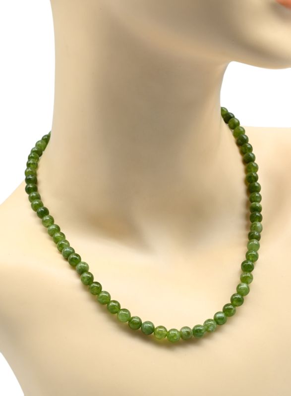 Beads made of calcite ball 6mm olive green, 40cm