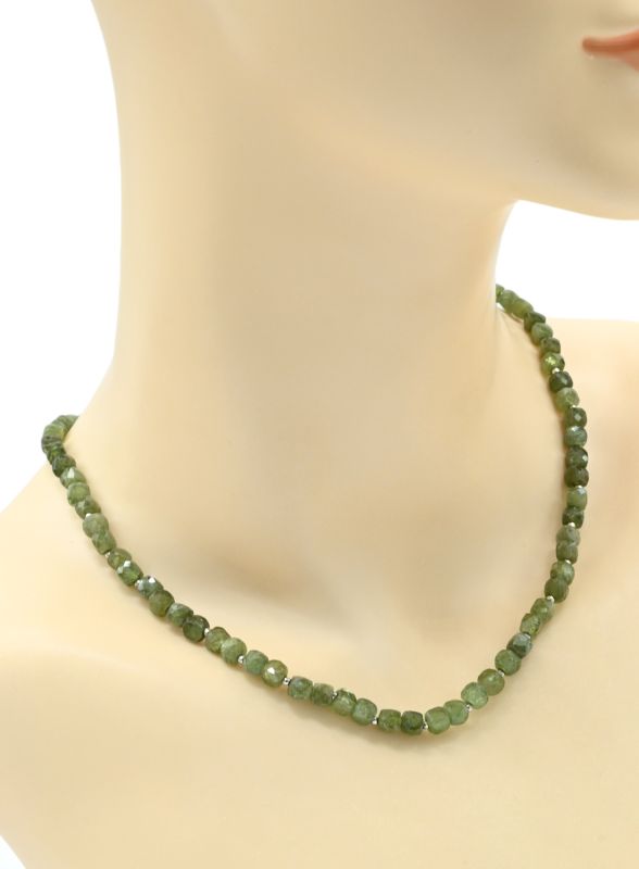 Beads made of Tourmaline green cube gr.5mm, 44cm, 23.1g