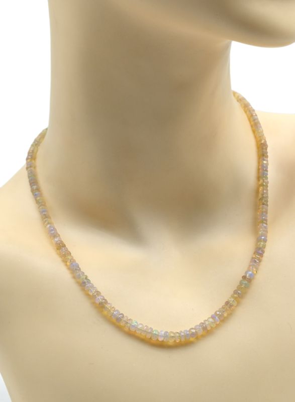 Opal beads cut rondel for an increase of 45cm, 9.5g