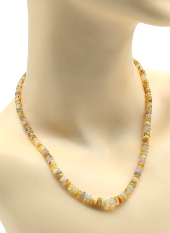 Opal beads cut rondel for an increase of 45cm, 11.9g