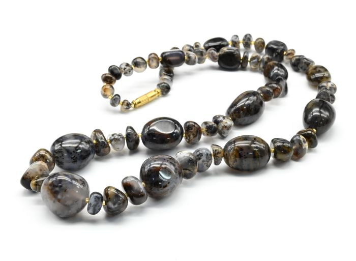 Beads made of moss agate, 62cm, 109g