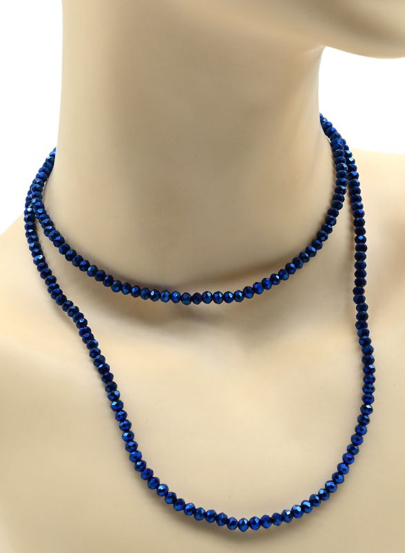 Beads bracelet with an elastic band made of zircon corn gr.4mm ultramarine, 84cm