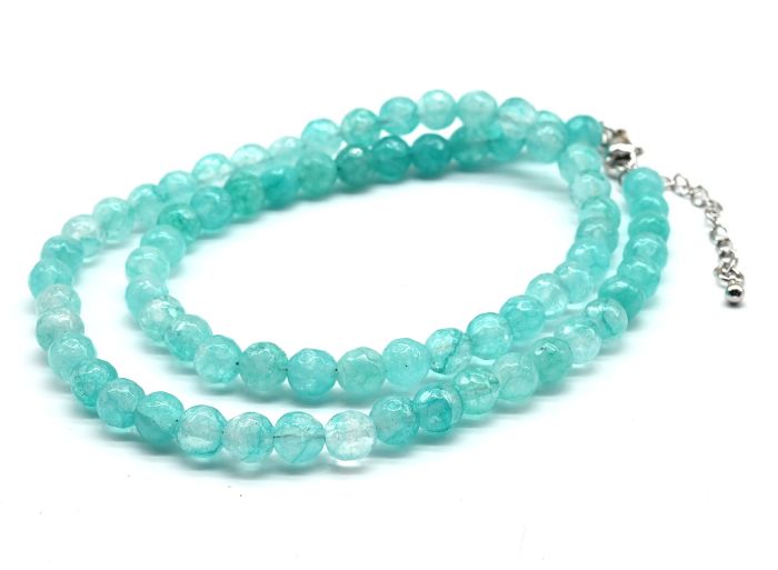 Beads made of calcite ball gr.6mm color azure, 46cm