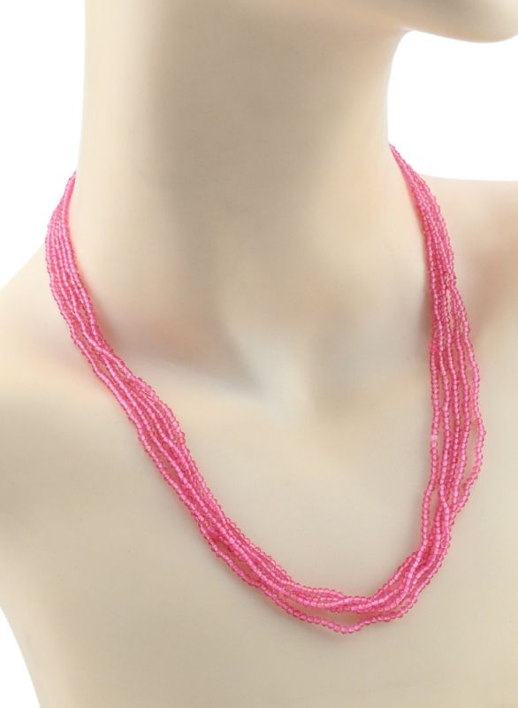 Zircon beads of 5 strands ball gr.2mm color.pink bright, 48cm