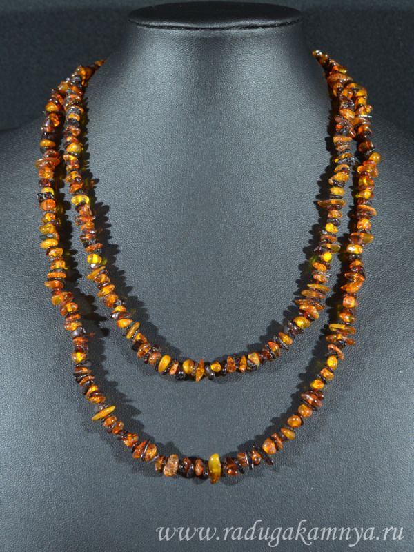 Beads made of amber, small honey, cognac, 99cm