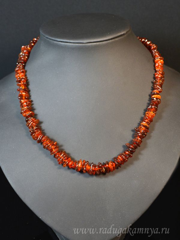 Amber beads cognac crumb, 47cm