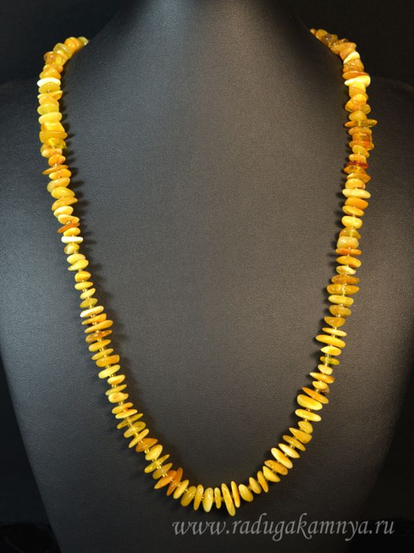 Beads made of amber crumb milky honey, 65cm