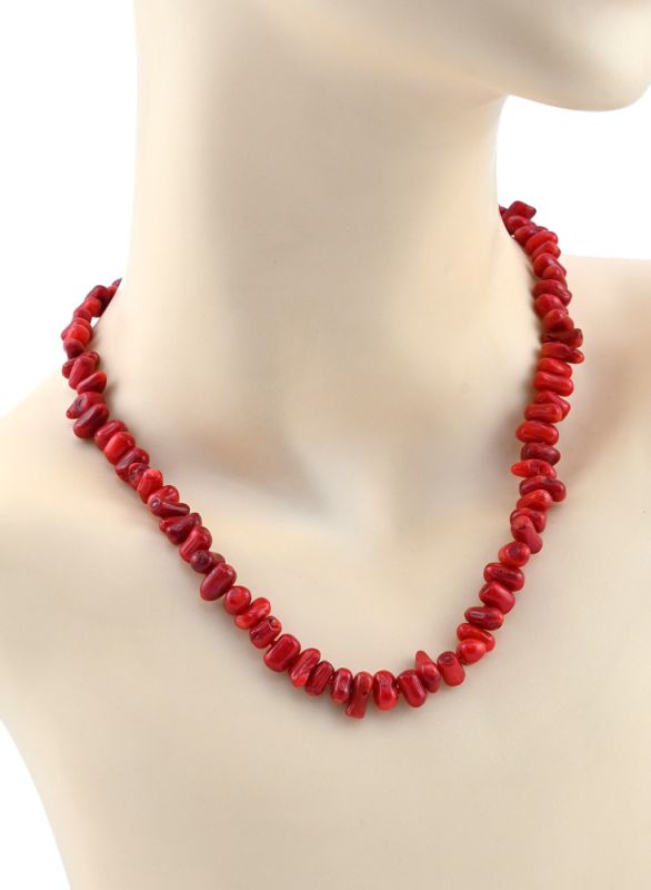 Beads made of red galtovka coral, 46.5cm