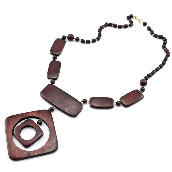 Wooden beads with Danko pendant, 58cm