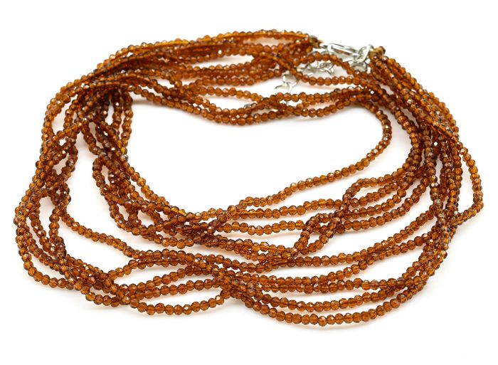 Zircon beads of 5 strands ball gr.2mm color.cognac, 46cm