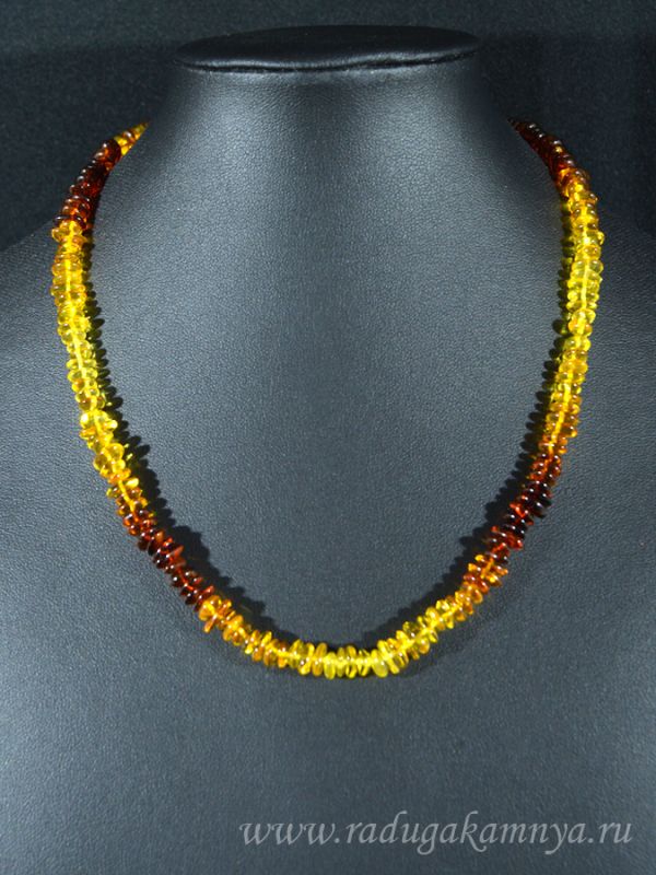 Amber beads, lemon, honey, cognac, 44cm