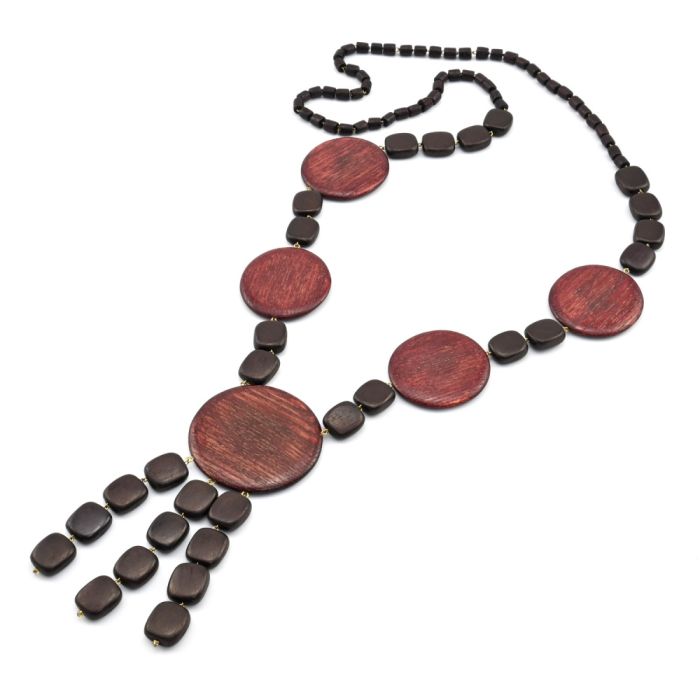 Beads made of Bella wood with a pendant, 86cm