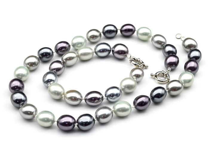 Beads, bracelet from Mallorca oval 13*15mm color.black, gray, 47; 20cm