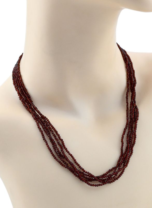 Zircon beads of 5 strands ball gr.2mm color.wine, 48cm