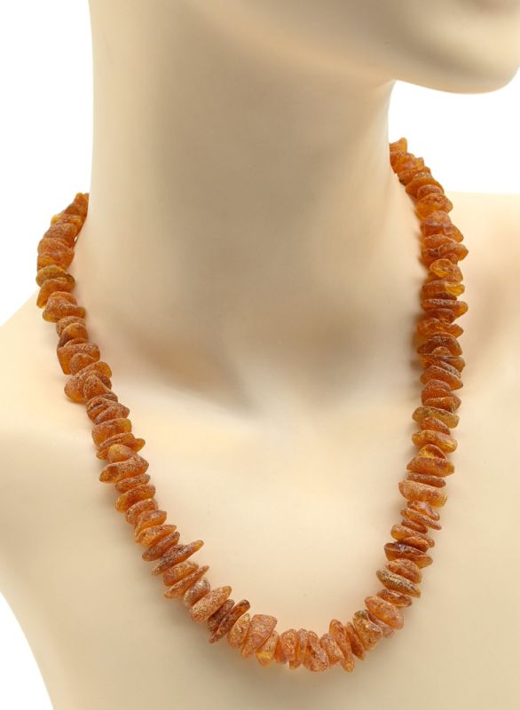 Medicinal amber beads galtovka light polishing color.cognac, 48cm, 29g