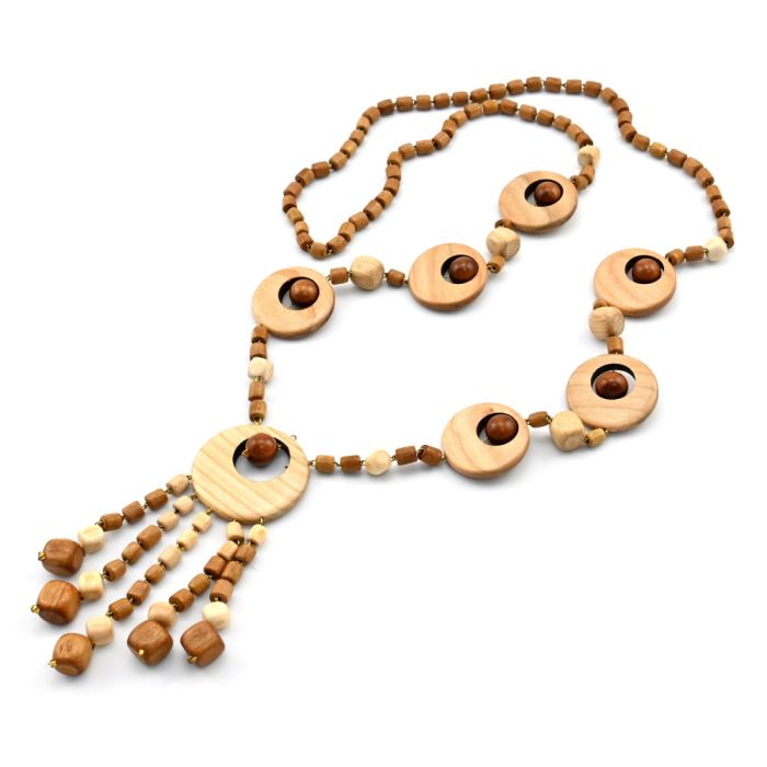 Wooden beads with Julia pendant, 88cm